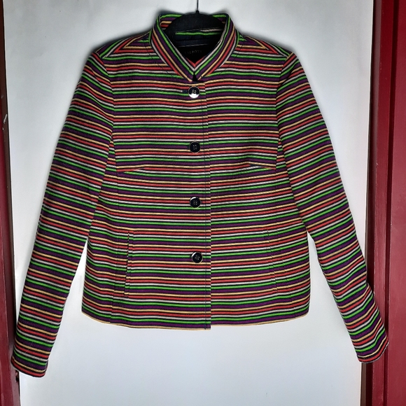 Talbots Multicolored Striped Blazer Sz 2 - Picture 1 of 7